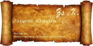 Zsigrai Klaudia névjegykártya